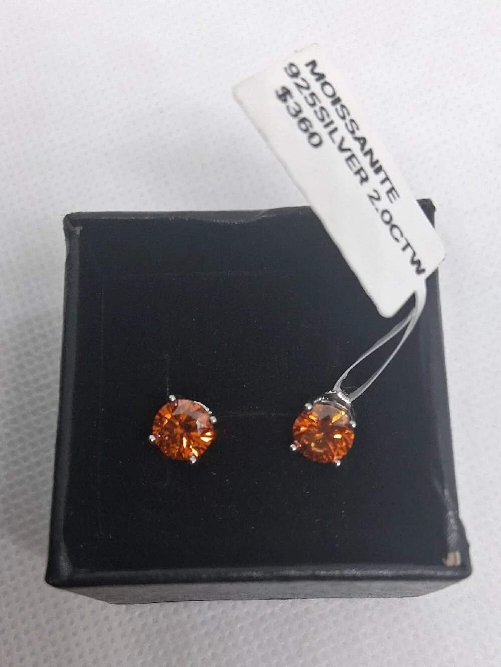 2CT Fall/Autumn Orange Moissanite Stud Earrings - Sterling Silver